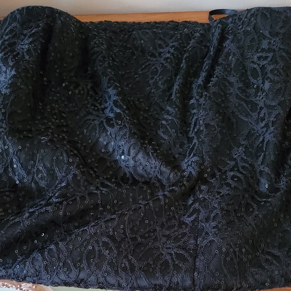 Adrianna Papell Black Sequin Lace Evening Cocktail Dress w/ corset on top. 8 US - Picture 3 of 7